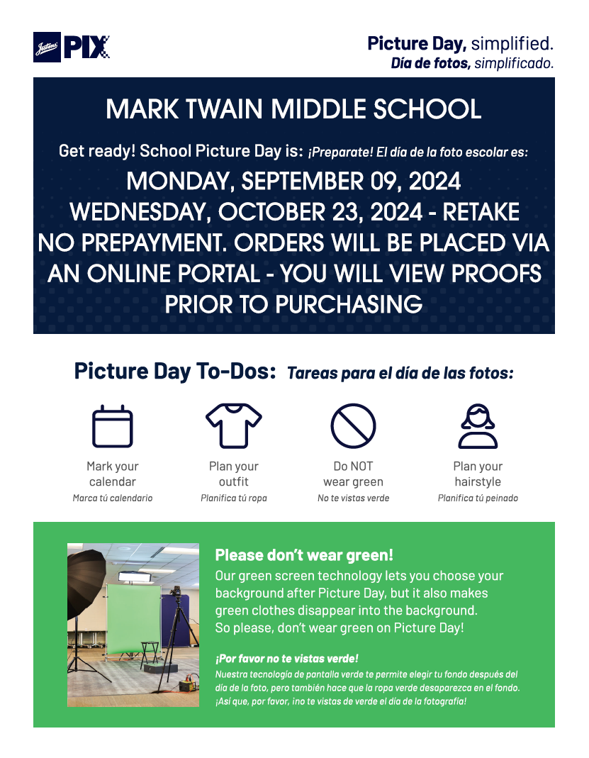 a flyer with school photo information