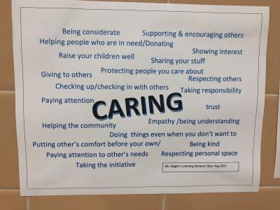 a collection of words related to caring